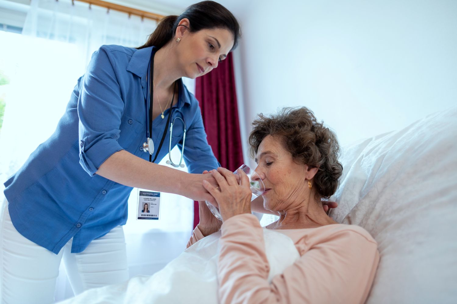 elderly woman getting care